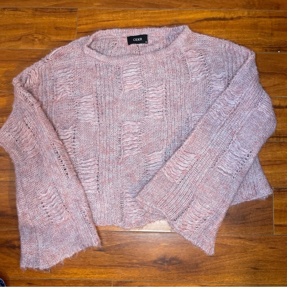 Cider Christmas Ripped Bell Sleeve Sweater size Medium